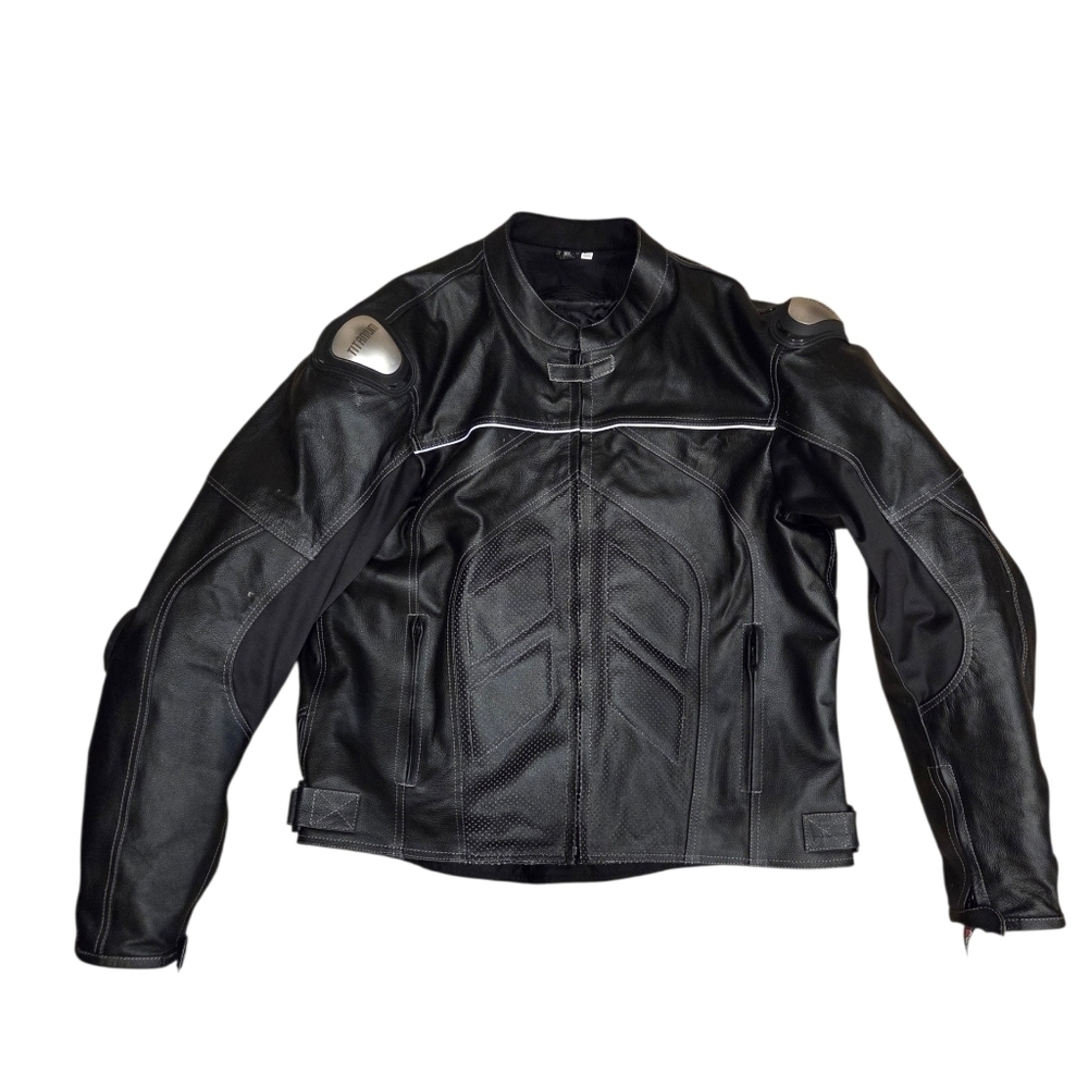 Men’s Cruiser Motorcycle Jacket Black Cowhide Leather Armored Street Bike - Picture 7 of 16